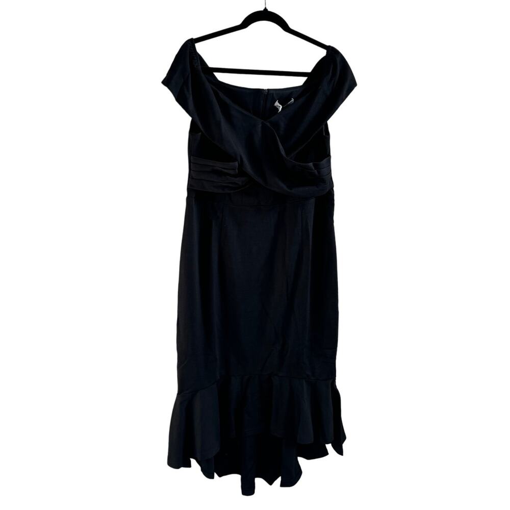 Grace Karin Black Ruffled Wrap Midi Dress